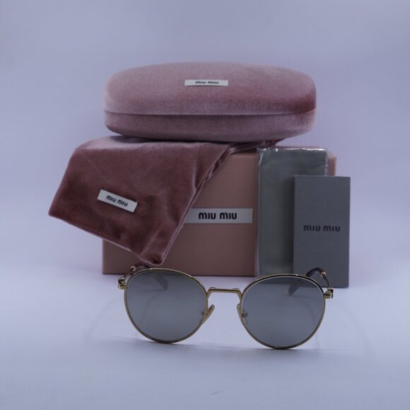 Miu Miu MU55ZS 5AK07F Round Sunglasses – Gold main image 4